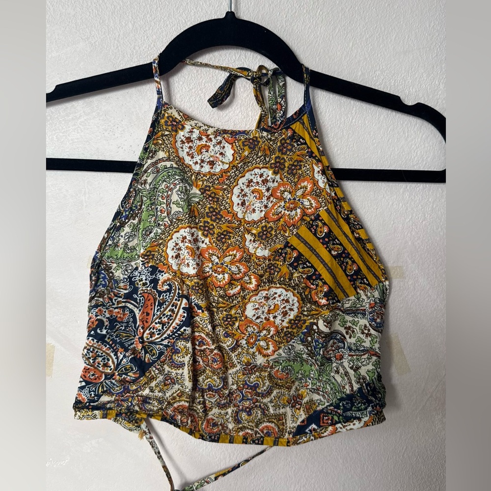 Boho Paisley Halter Crop Top